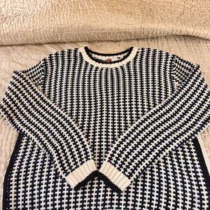 H@M Navy and White Textured Knit Sweater